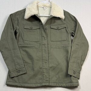 Hang Ten Olive Green Teddy Jacket with Cream Collar